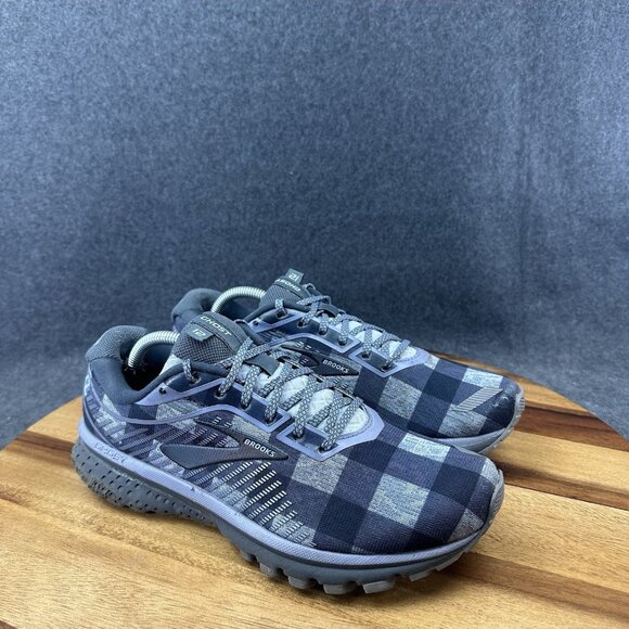 Brooks Ghost 12 Shoes Womens 8 Medium B Grey Purple Plaid Sneakers 1203051B442 - Picture 2 of 14